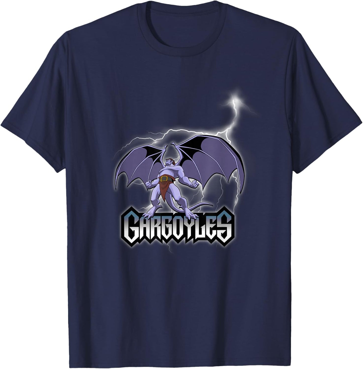 Disney Gargoyles Goliath Epically Rising Under The Thunder T-Shirt - T-Shirt | Navy