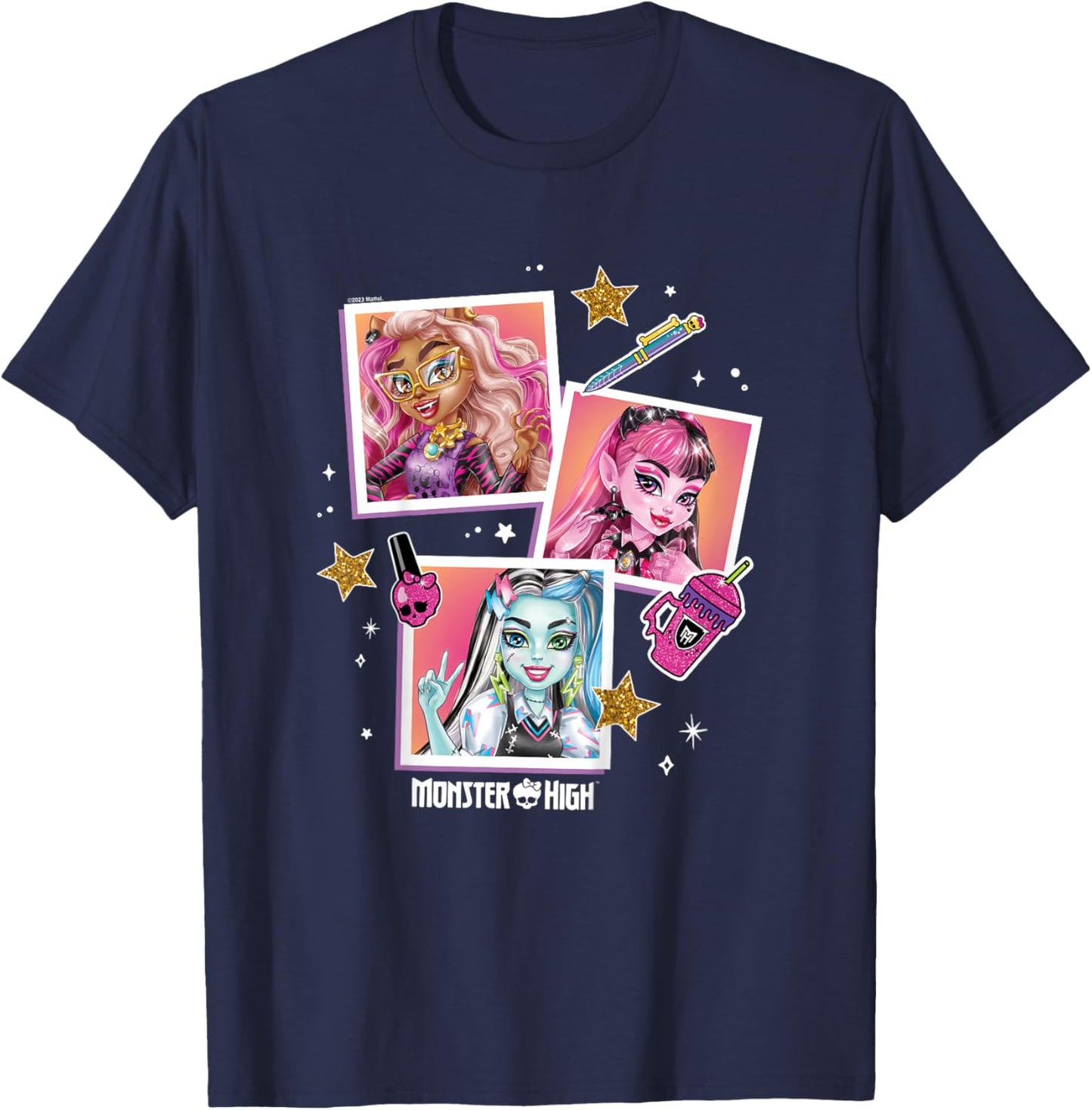 Kinder Monster High – Student – Foto Charakter Raster T-Shirt - T-Shirt | Navy