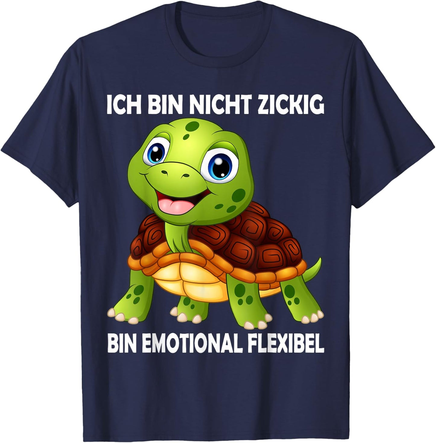 with German Text "Ich Bin Nicht Zickig Schildkröt", Funny Turtles, black T-Shirt - T-Shirt | Navy