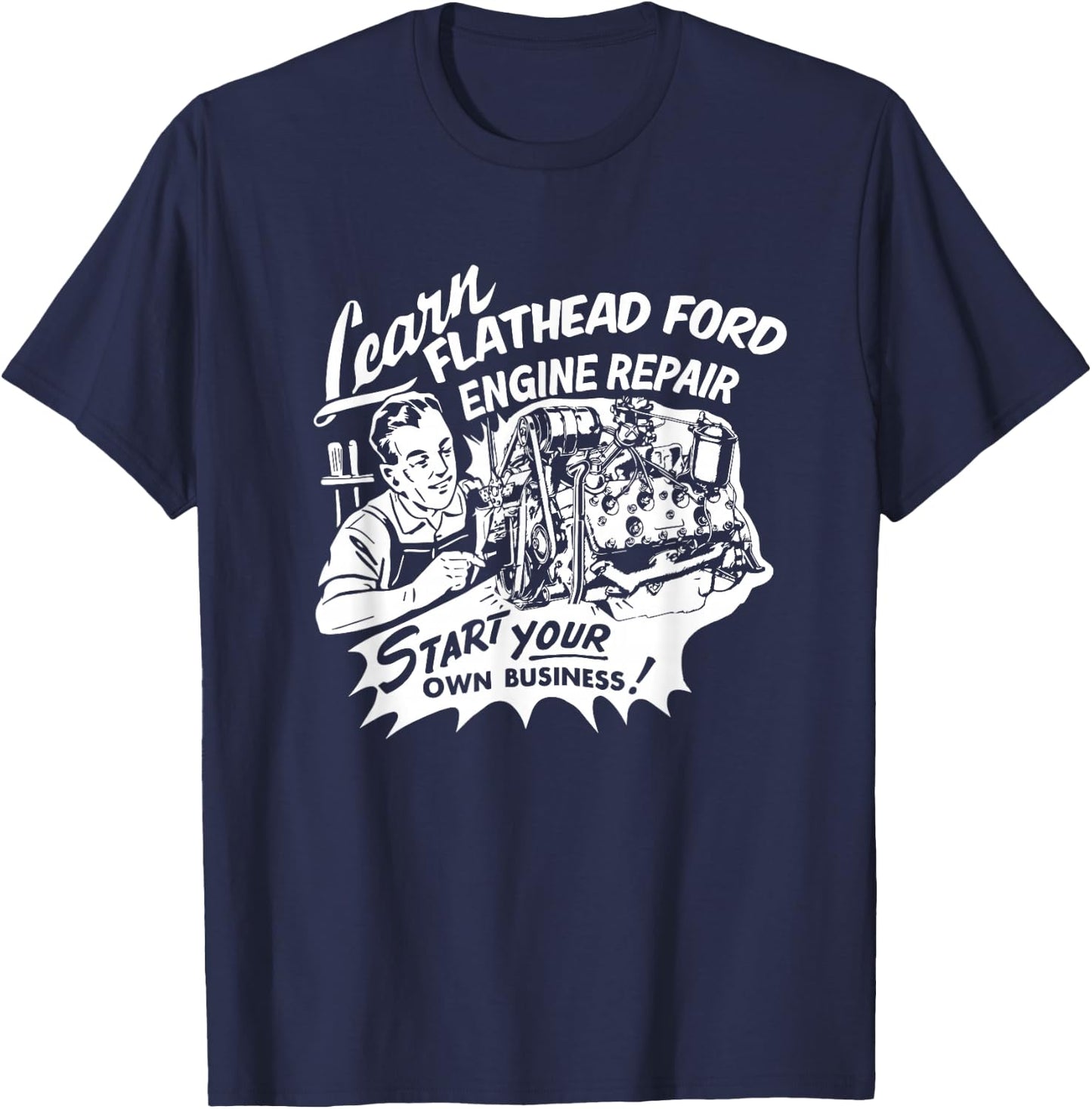 The Dirty Gringo Vintage V8 Flathead Engine Repair Car and Truck Retro Design T-Shirt - T-Shirt | Navy