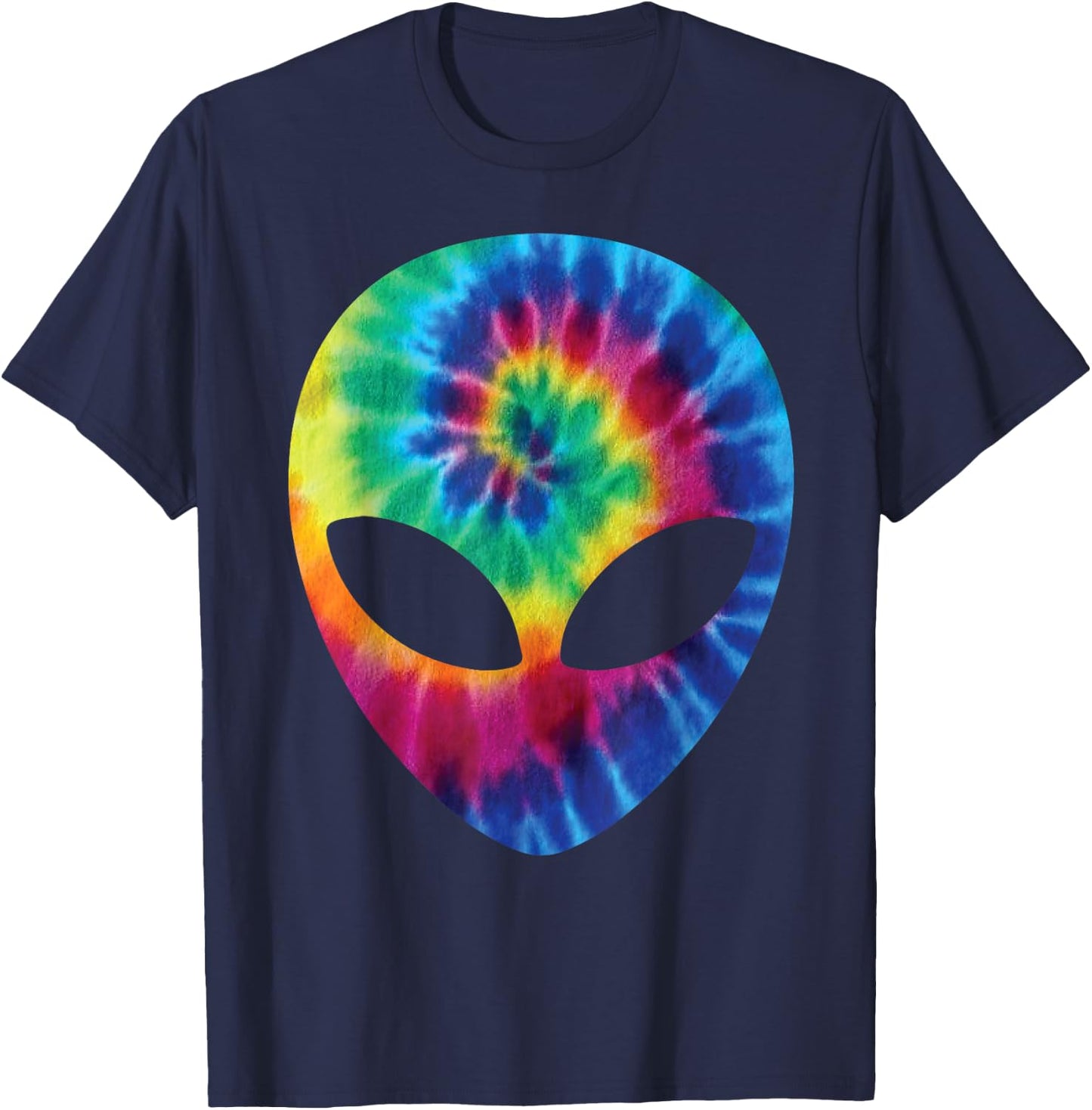 Alien Tie Dye Head Face T-Shirt - T-Shirt | Navy
