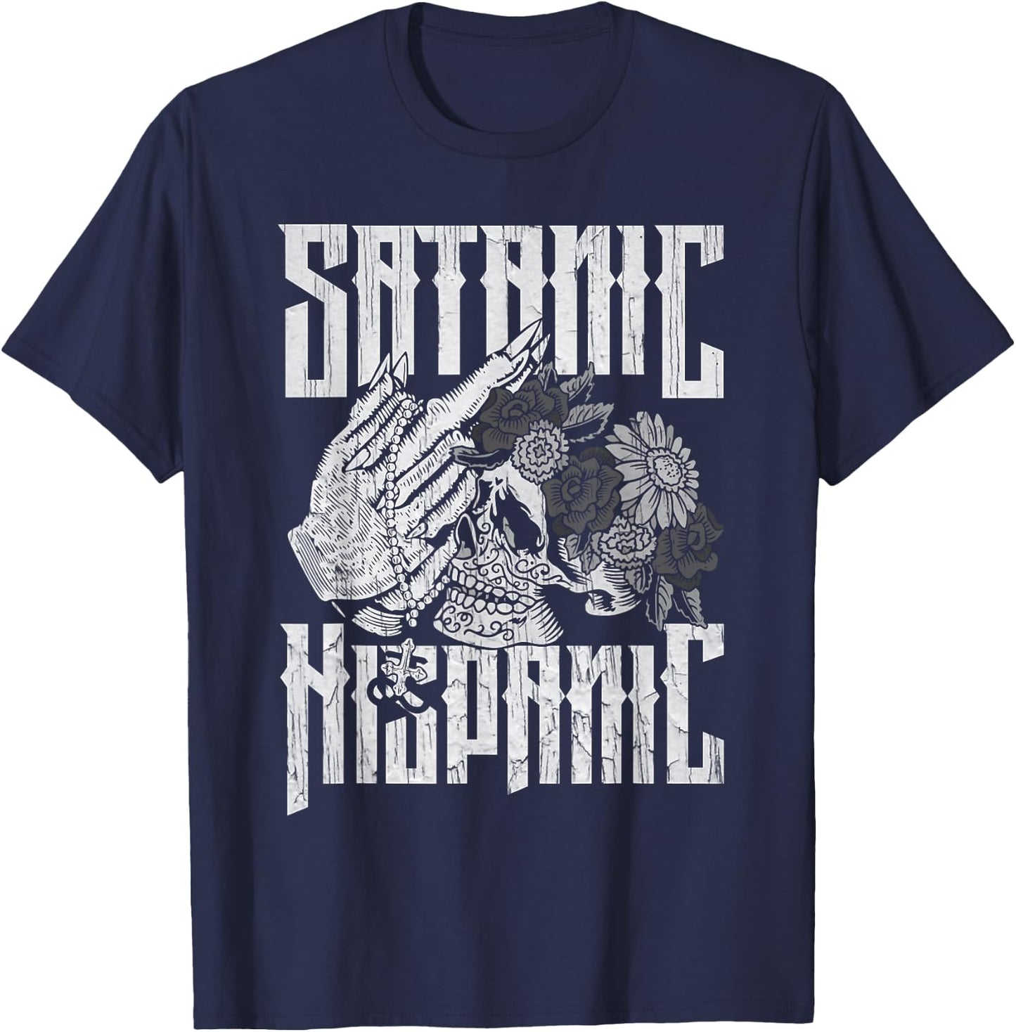 Satanic Hispanic Pentagram Mexican Occult Baphomet T-Shirt - T-Shirt | Navy