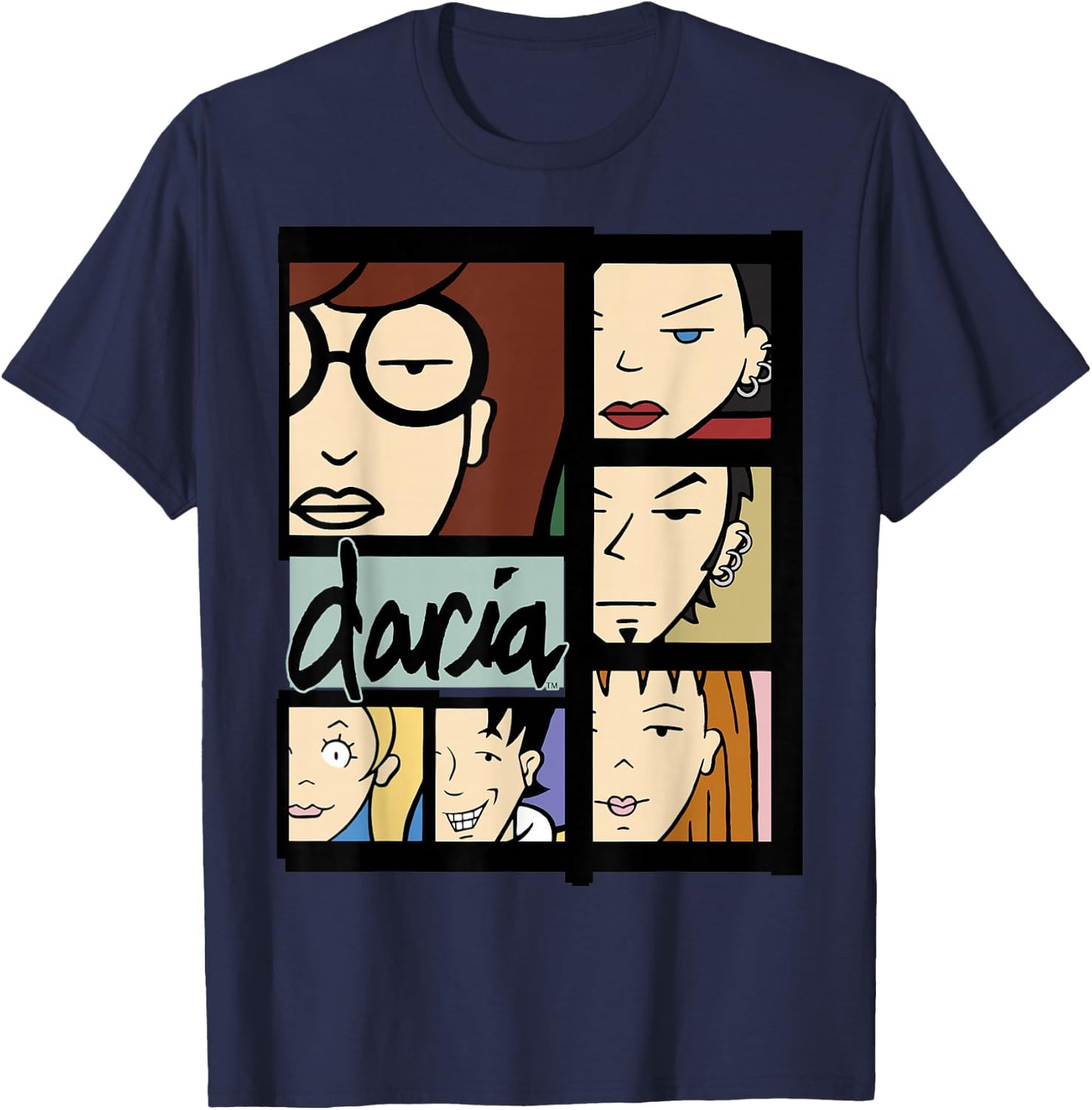 Daria Character Panels Logo Small T-Shirt - T-Shirt | Navy