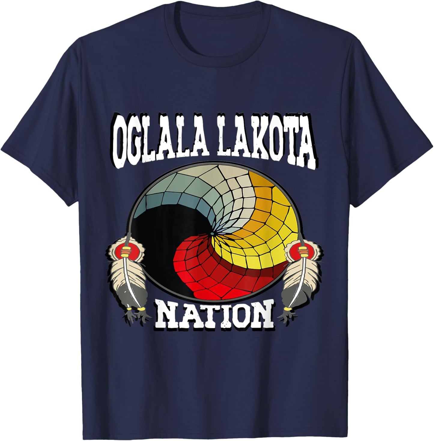 Native American Nation Medicine Wheel Oglala Lakota , Black, S T-Shirt - T-Shirt | Navy