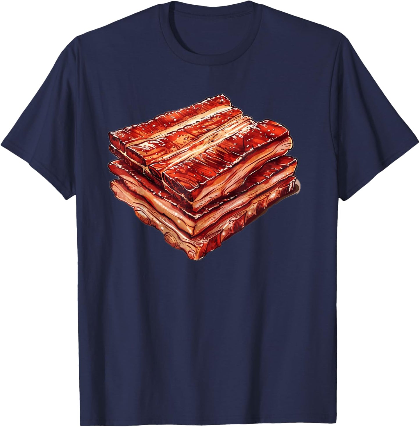 Pork Belly With A Vintage Look T-Shirt - T-Shirt | Navy