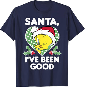Looney Tunes Christmas Tweety Bird Santa I've Been Good T-Shirt - T-Shirt | Navy