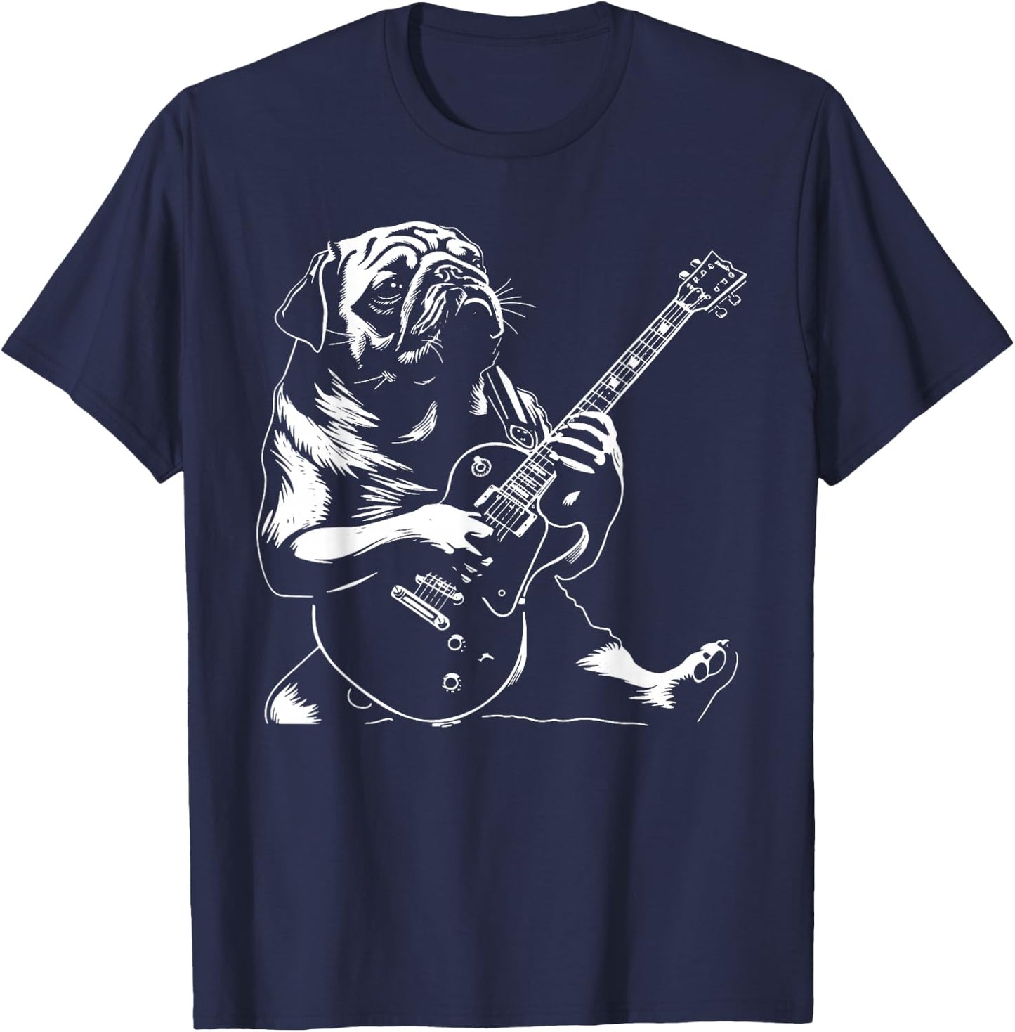 Dog Guitarist Guitar - Pug Dad Mom Women T-Shirt - T-Shirt | Navy