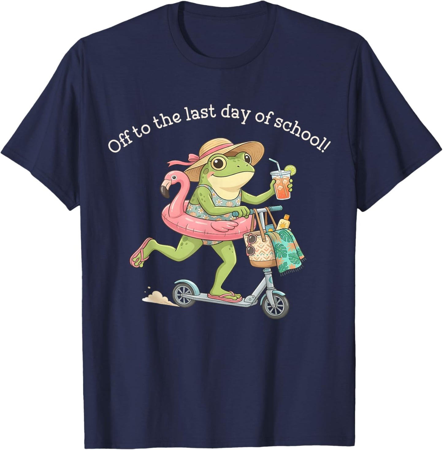 Last Day of School Teacher Kindergarten Frog Summer Break T-Shirt - T-Shirt | Navy