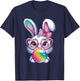 Bunny Easter Girls Coquette Bow Bubble Gum Rabbit Easter T-Shirt - T-Shirt | Navy