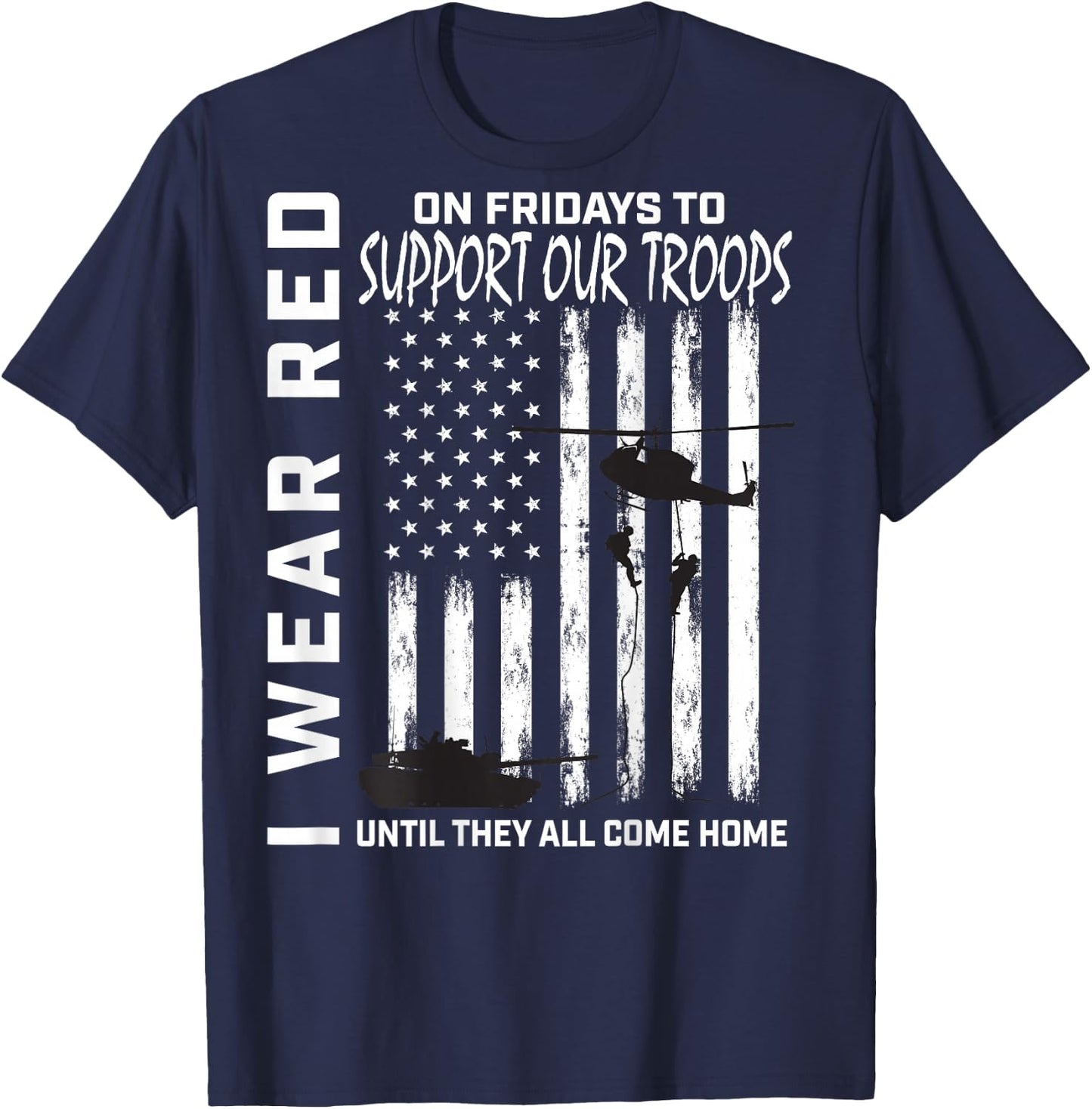 Red Friday Military Veteran Support Our Troops American Flag T-Shirt - T-Shirt | Navy