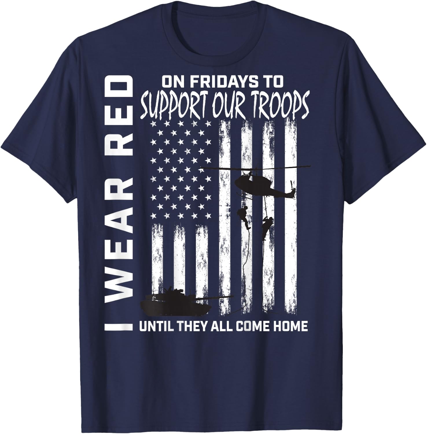 Red Friday Military Veteran Support Our Troops American Flag T-Shirt - T-Shirt | Navy