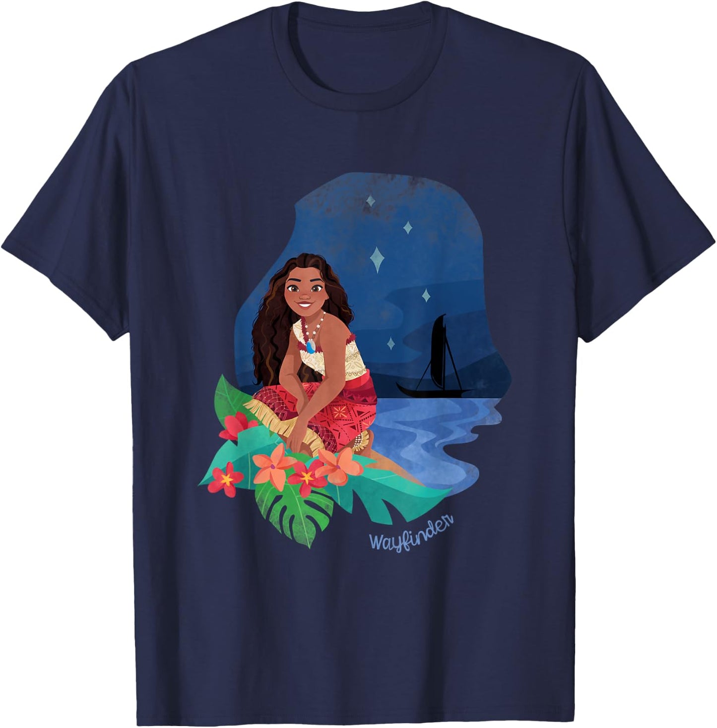 Disney Moana 2 Oceania Wayfinder Midnight Moana , Black, S T-Shirt - T-Shirt | Navy
