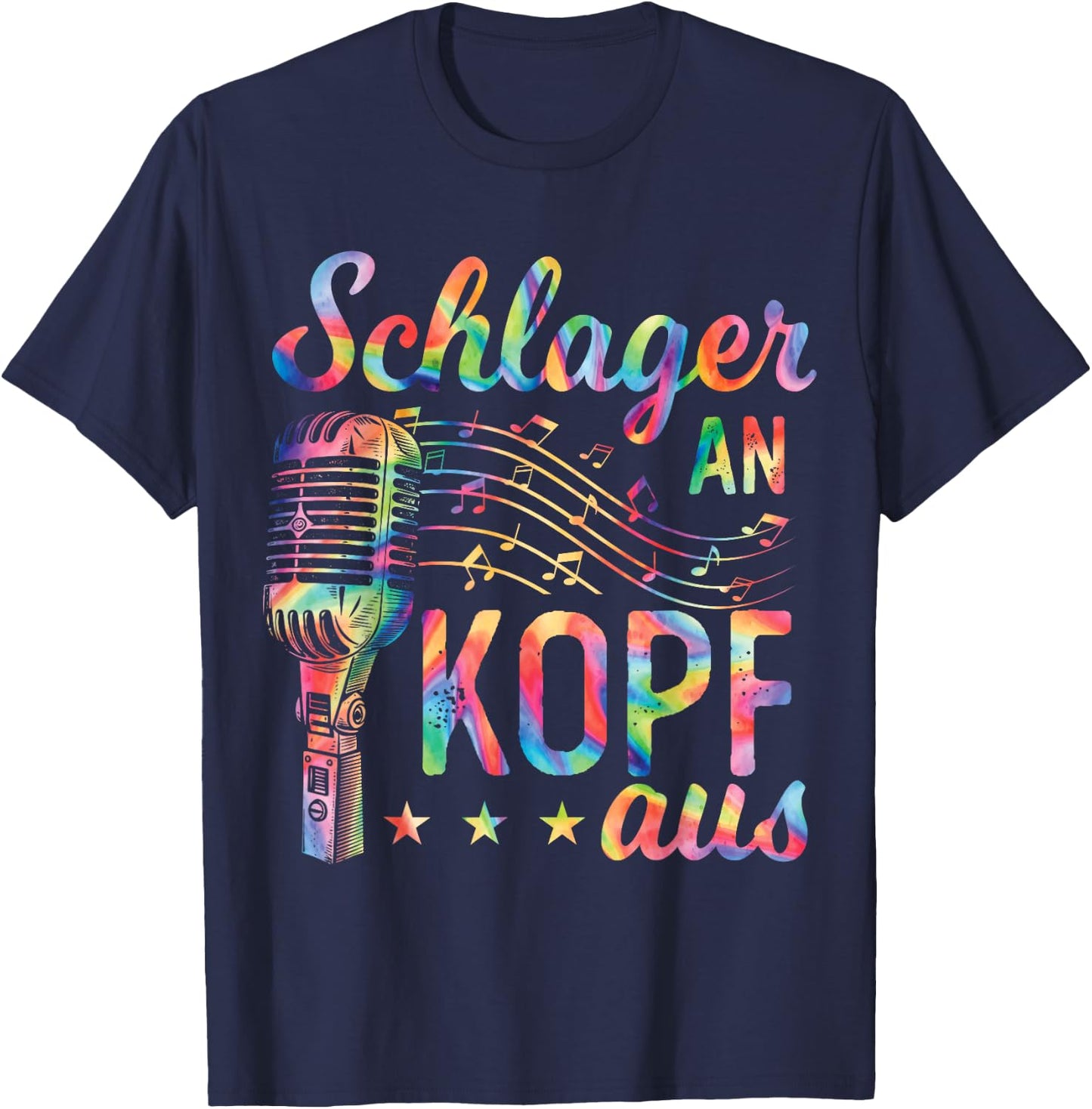 Schlager An Kopf Aus Schlageroutfit Schlagerparty , black T-Shirt - T-Shirt | Navy