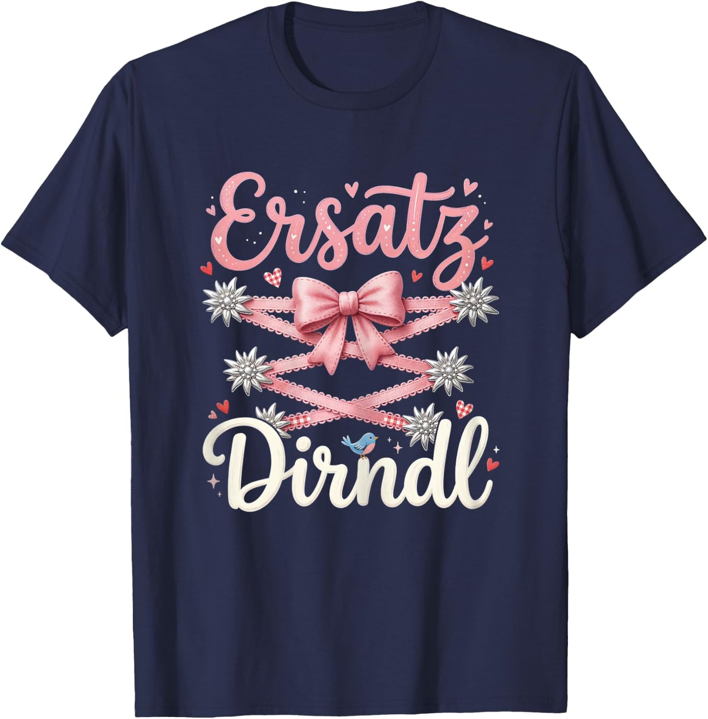 Outfit Trachten Damen Trachtenshirt Ersatz Dirndl T-Shirt - T-Shirt | Navy