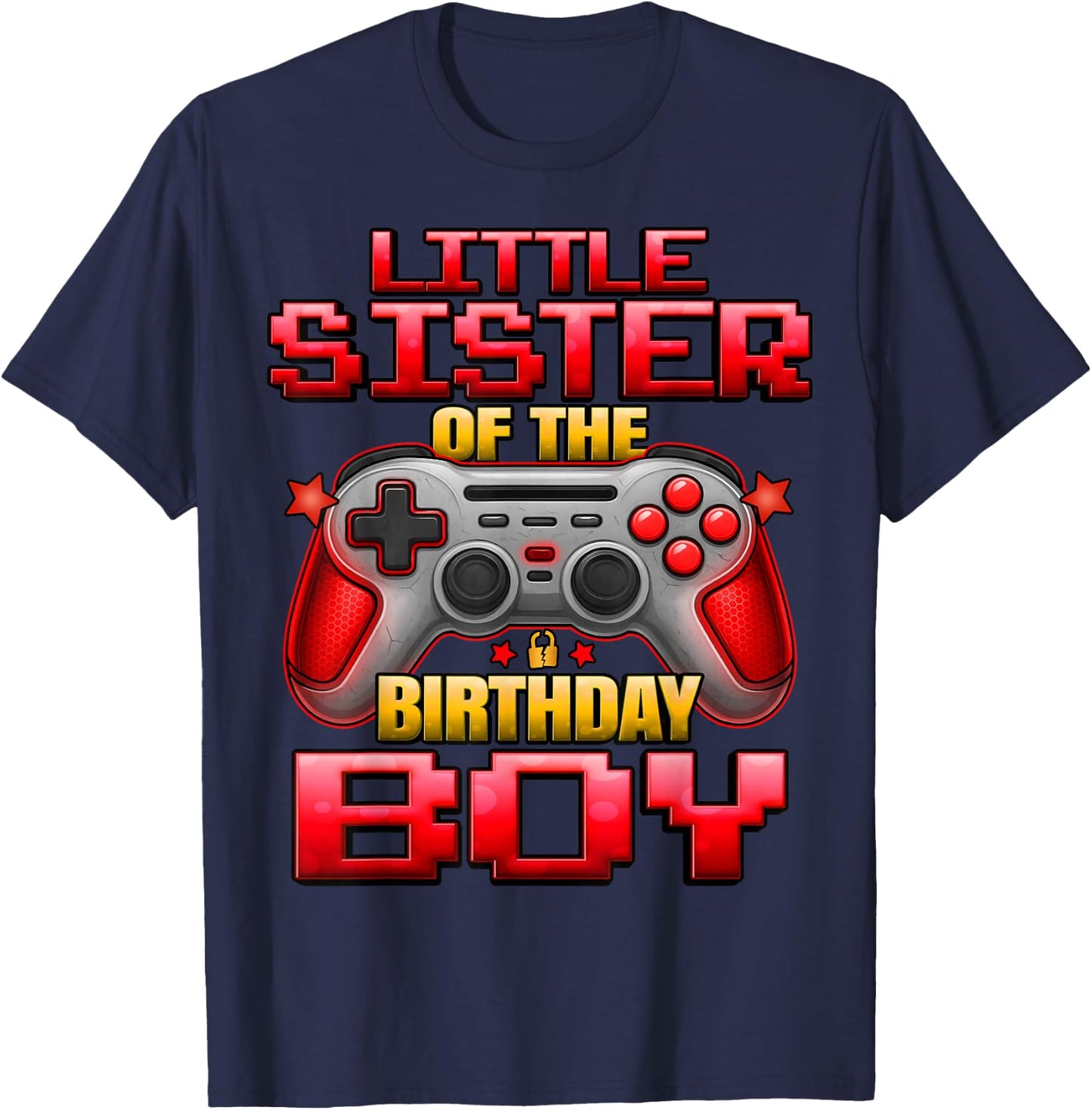 Little Sister of The Birthday Boy Matching Family Lil Sister T-Shirt - T-Shirt | Navy