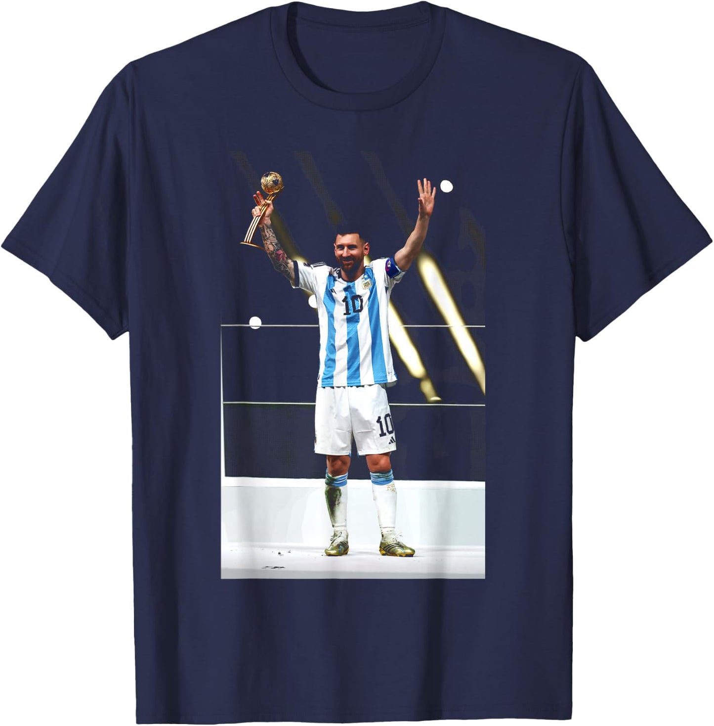 Lionel Messi Argentinien 2022 Katar Weltmeisterschaft Sieger Fußball T-Shirt - T-Shirt | Navy