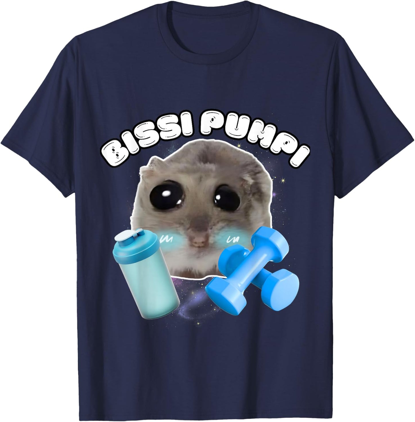 Bissi Pumpi Funny Sad Hamster Cute Hamstie , black T-Shirt - T-Shirt | Navy