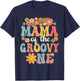 Retro Mama of Groovy One Matching Family 1st Birthday Party T-Shirt - T-Shirt | Navy