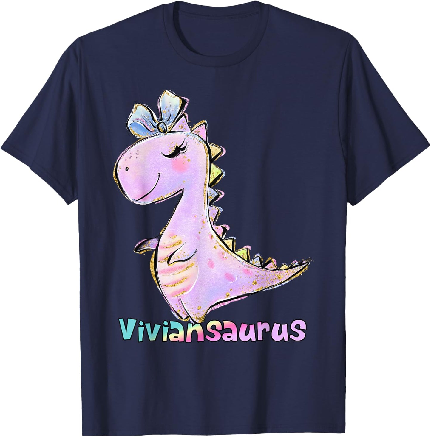 Vivian Name Shirt Girl Dinosaur Birthday Party Viviansaurus T-Shirt - T-Shirt | Navy