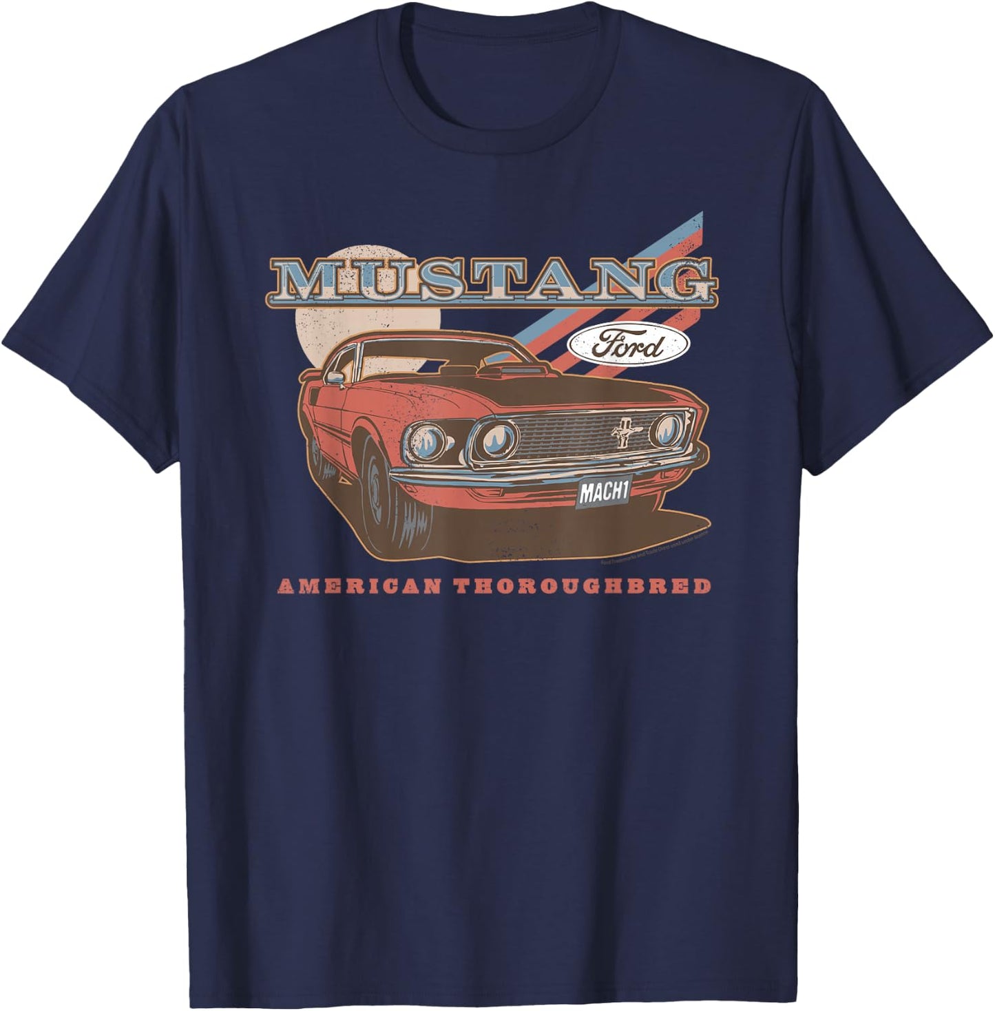 Ford Red Mustang American Thoroughbred , black T-Shirt - T-Shirt | Navy