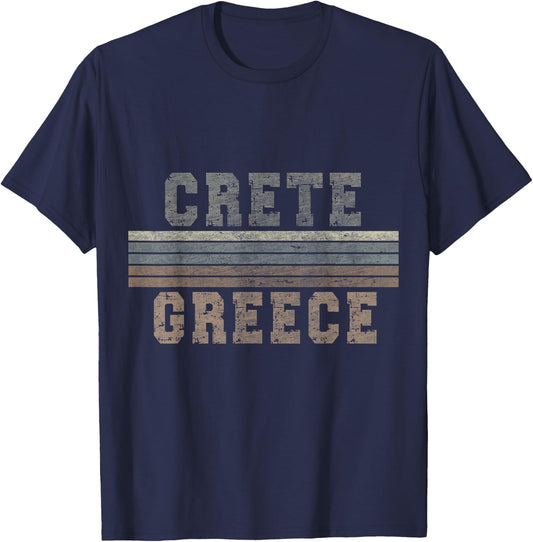 Retro Crete Greece T-Shirt - T-Shirt | Navy