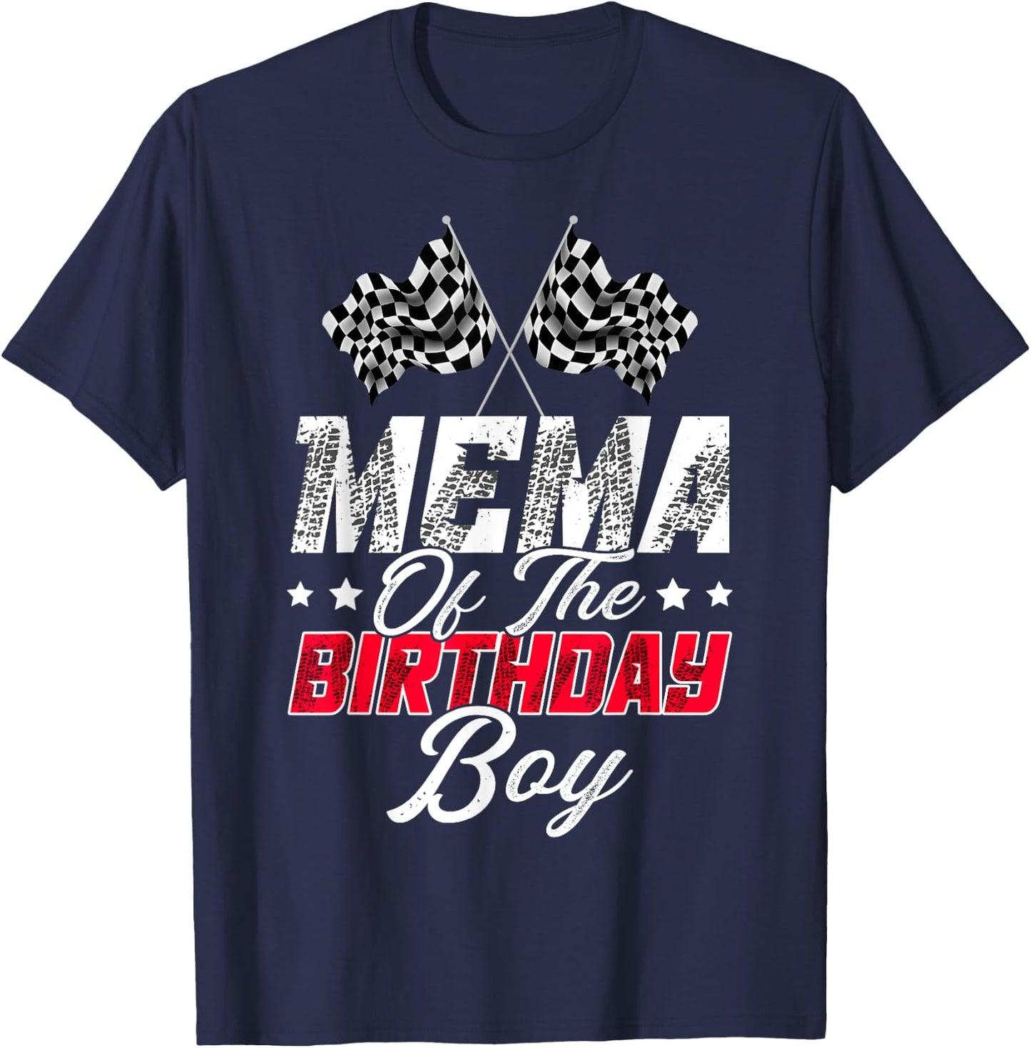 Race Car Mema Of The Birthday Boy Racing Family Pit Crew T-Shirt - T-Shirt | Navy