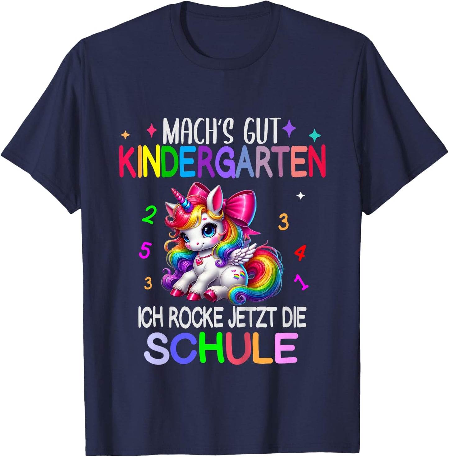 Kinder Ich Rocke jetzt die Schule Kita Abgänger Schulanfang Einhorn T-Shirt - T-Shirt | Navy