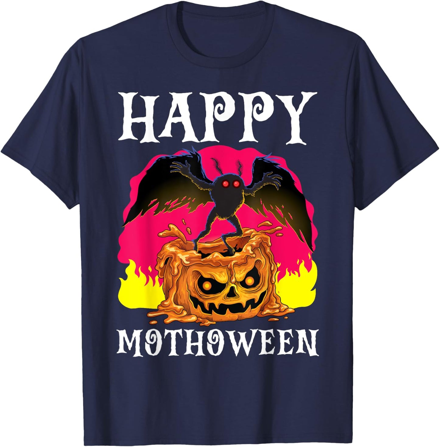 Happy Mothoween Halloween Mothman Folklore Creepy Cryptid T-Shirt - T-Shirt | Navy