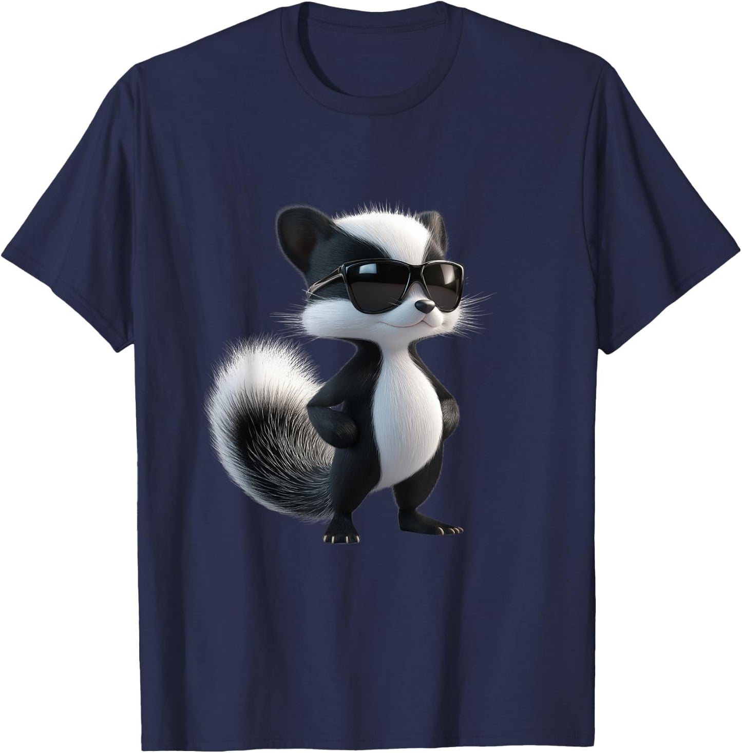Skunk with Sunglasses - Funny Skunk , black T-Shirt - T-Shirt | Navy
