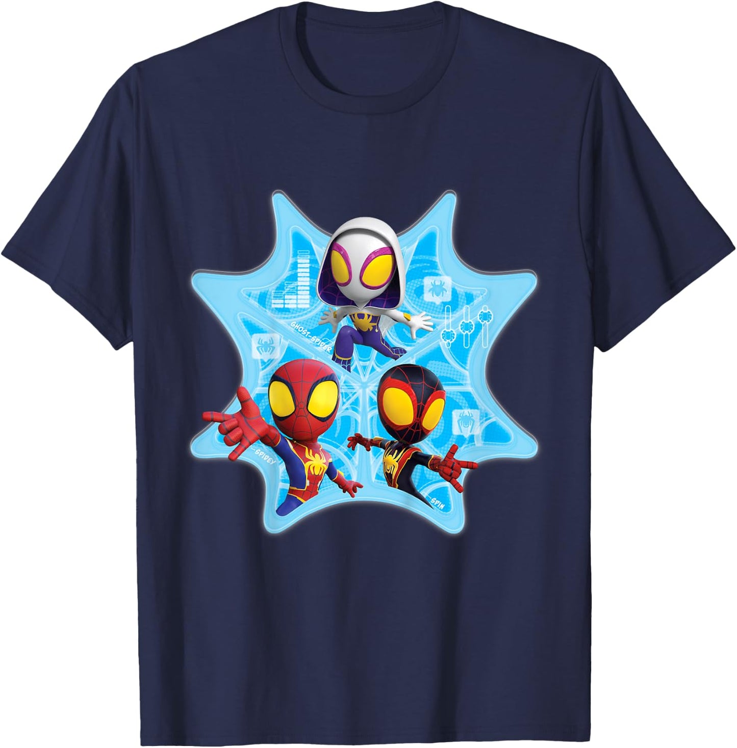 Kids Marvel Spidey and His Amazing Friends Web-Spinners Tech Web , Black, 2 T-Shirt - T-Shirt | Navy