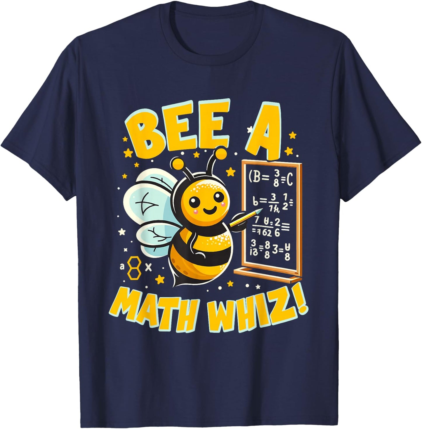 Bee a Math Whiz! Educational Bee Math T-Shirt - T-Shirt | Navy