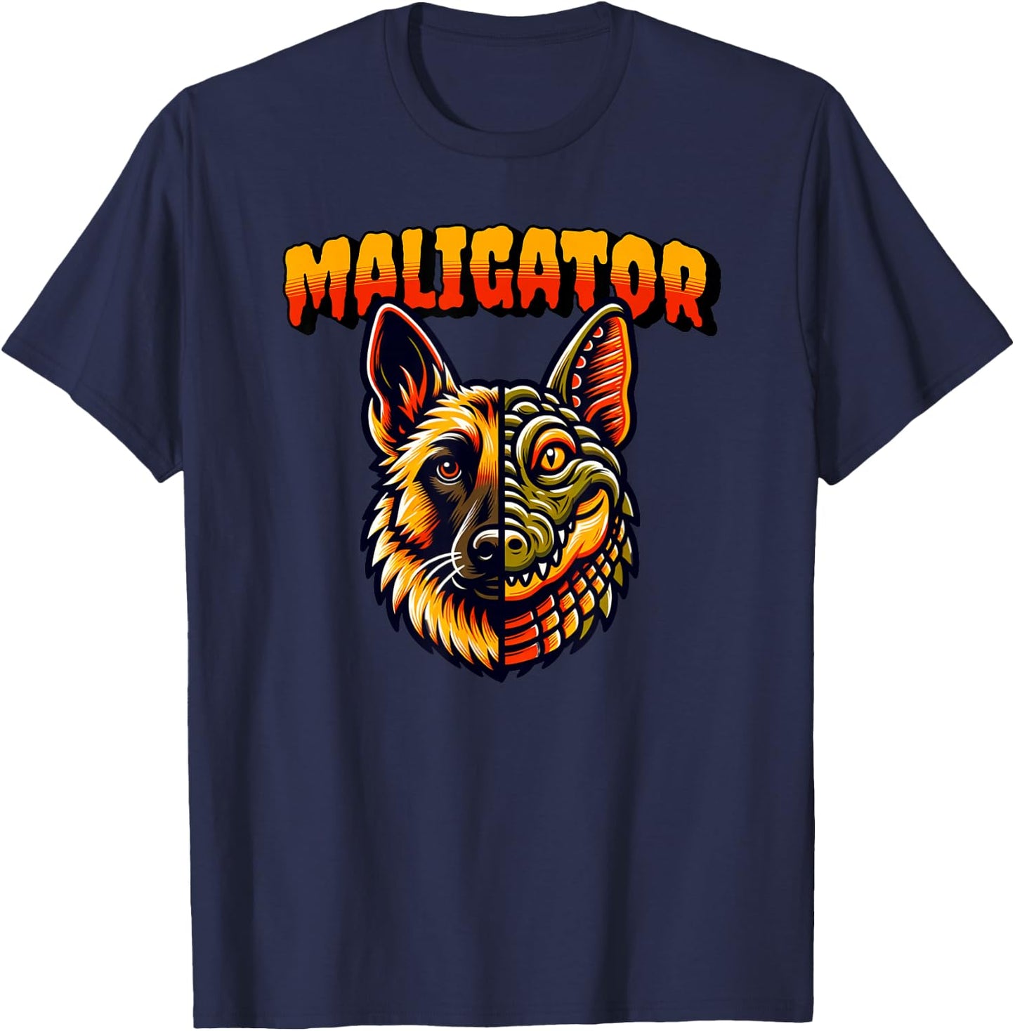 Maligator, Belgian Malinois Alligator Mix T-Shirt - T-Shirt | Navy