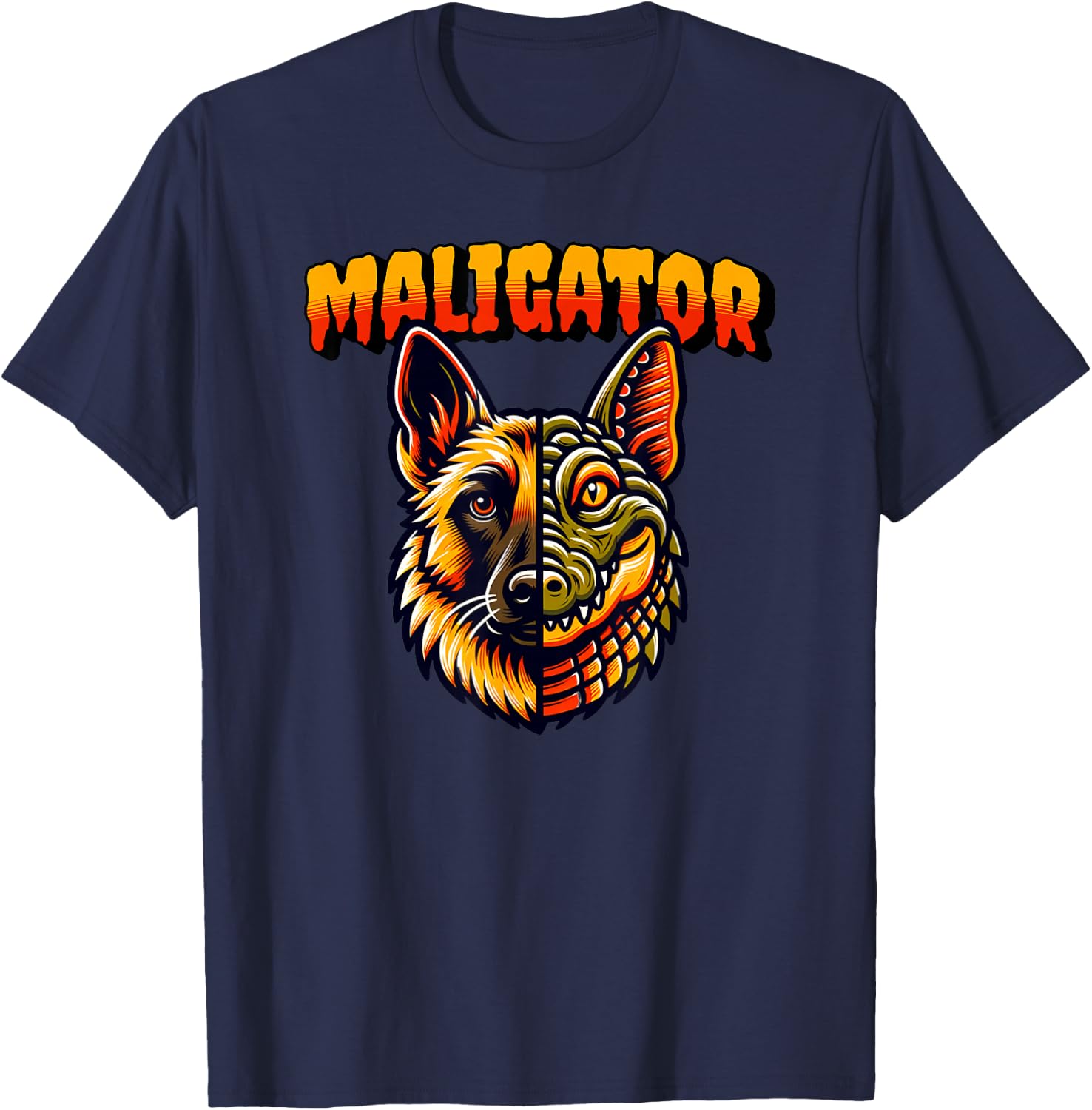 Maligator, Belgian Malinois Alligator Mix T-Shirt - T-Shirt | Navy