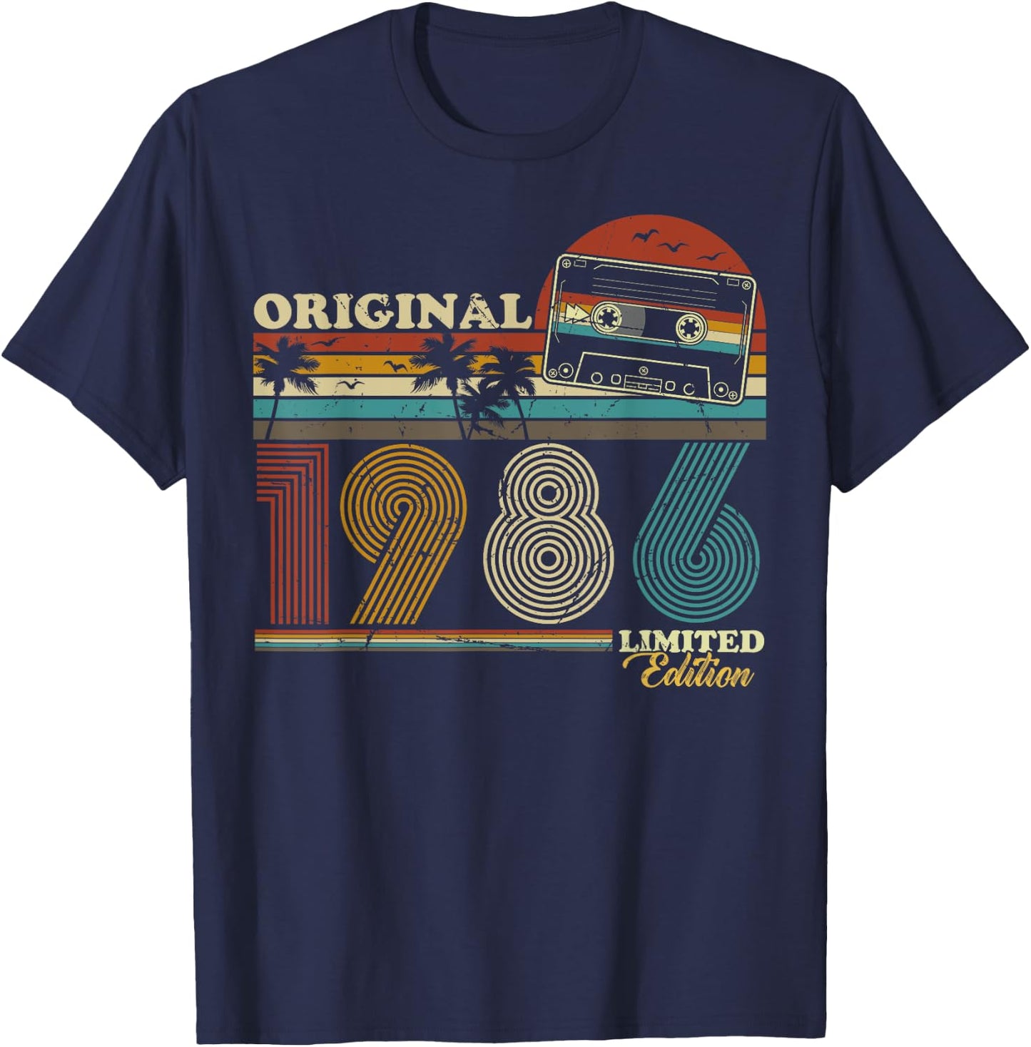 1986 Vintage Geburtstag Retro Vintage Männer Frauen Geschenk T-Shirt - T-Shirt | Navy