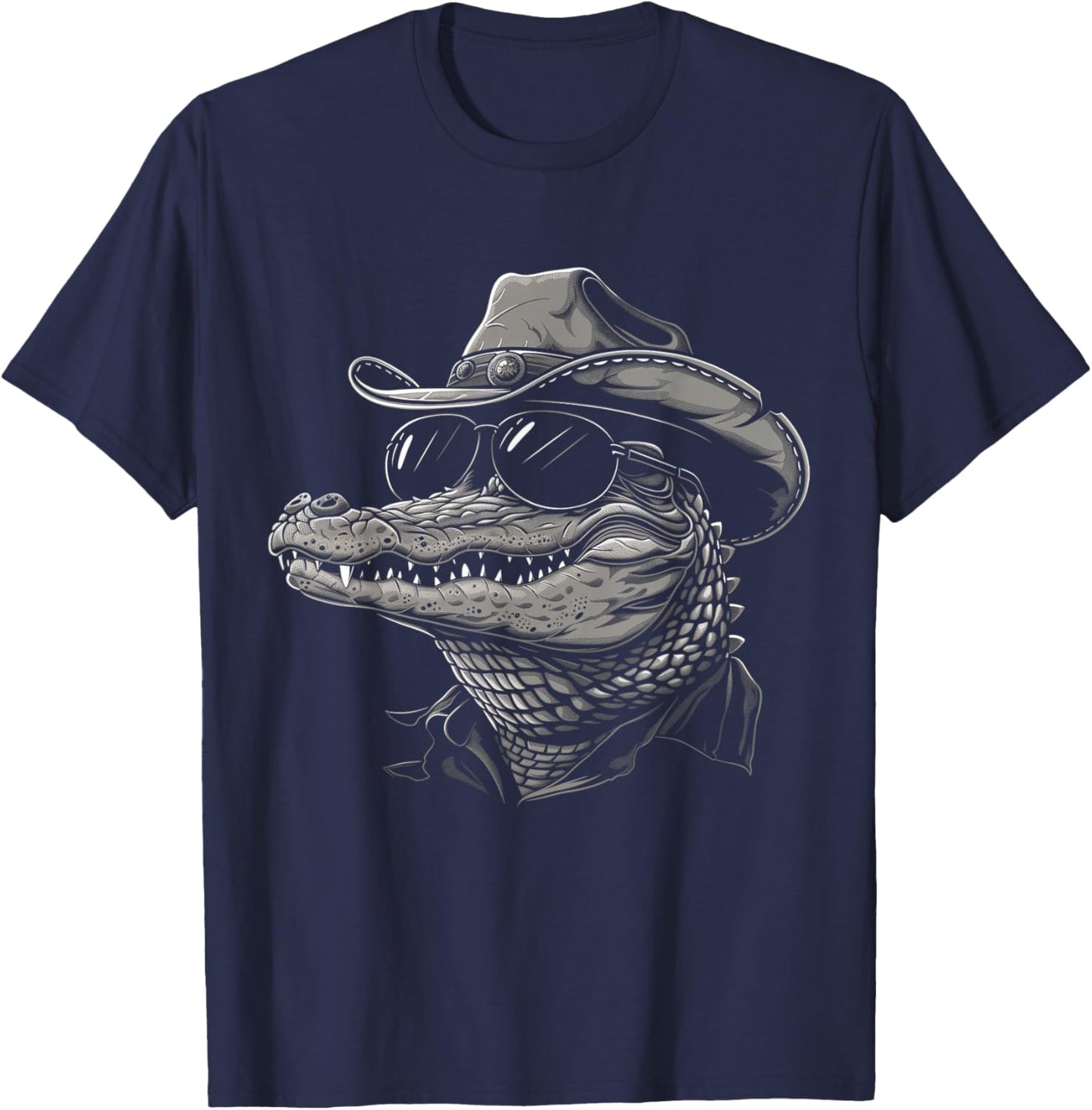 Alligator Cowboy Hat Gator Crocodile Reptile Lover Funny T-Shirt - T-Shirt | Navy