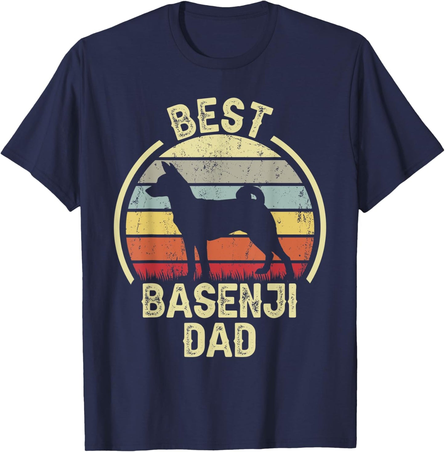 Best Dog Father Dad - Vintage Basenji T-Shirt - T-Shirt | Navy
