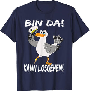 Captain Seagull Baltic Sea North Sea Holiday Bin Da Kann Losgehen , black, s T-Shirt - T-Shirt | Navy