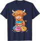 Donut Lover Cute Highland Cow Sprinkle Doughnut T-Shirt - T-Shirt | Navy