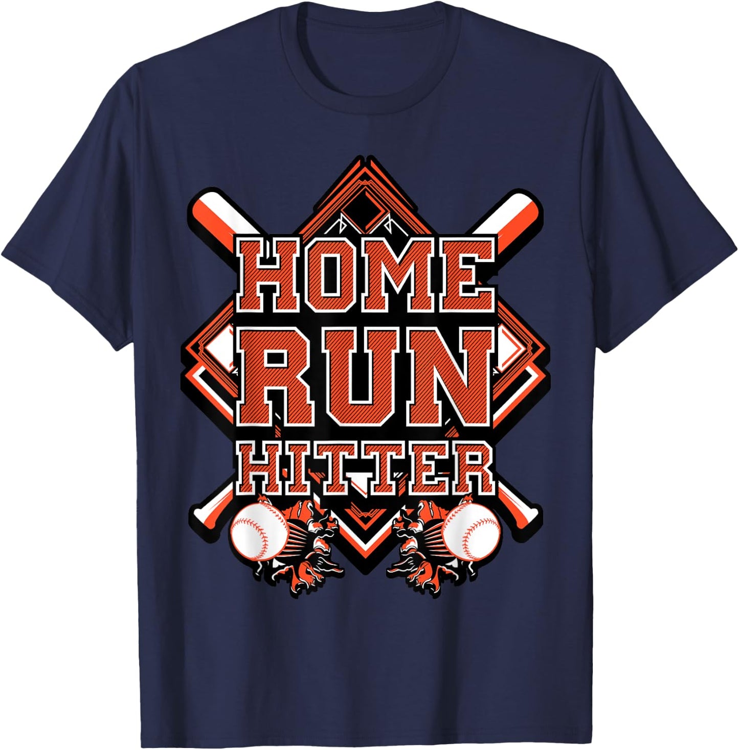 Black and orange baseball t shirt for boy men mom youth T-Shirt - T-Shirt | Navy