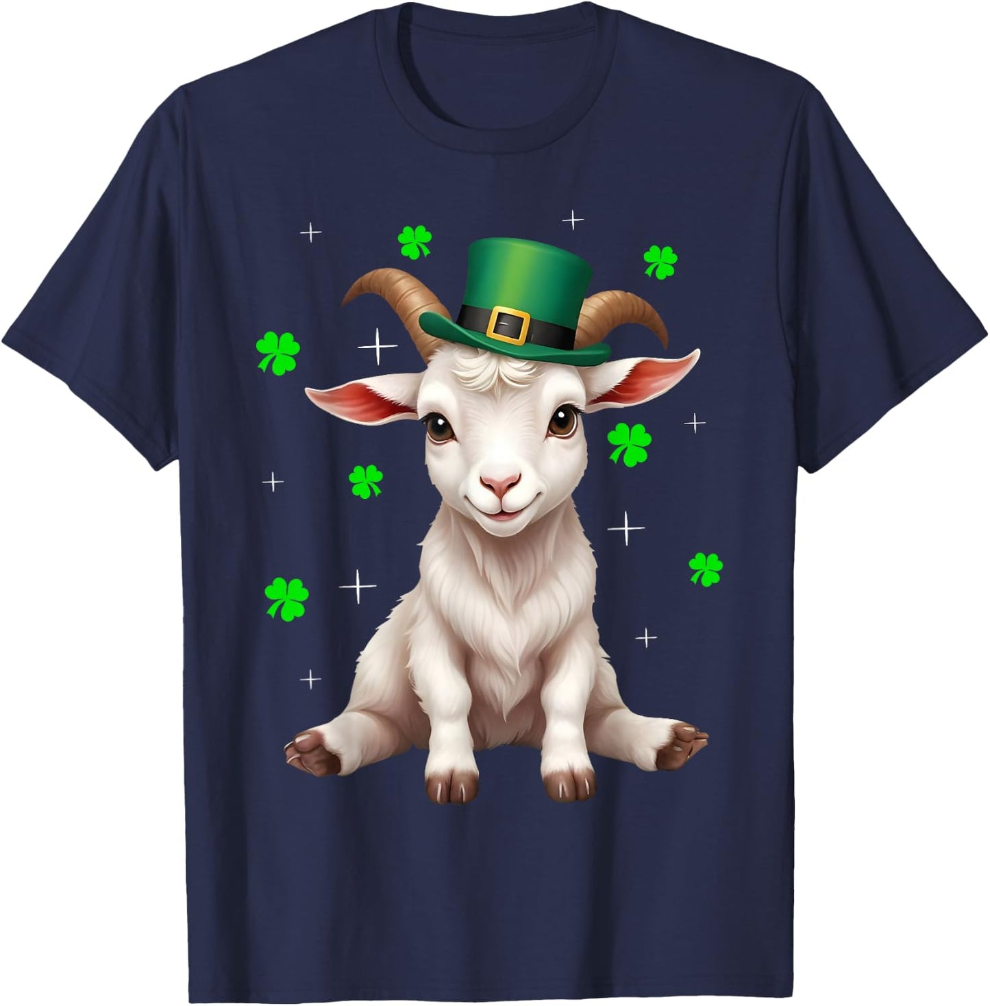 Irish Shamrock Leprechaun Hat Goat St Patrick's Day T-Shirt - T-Shirt | Navy