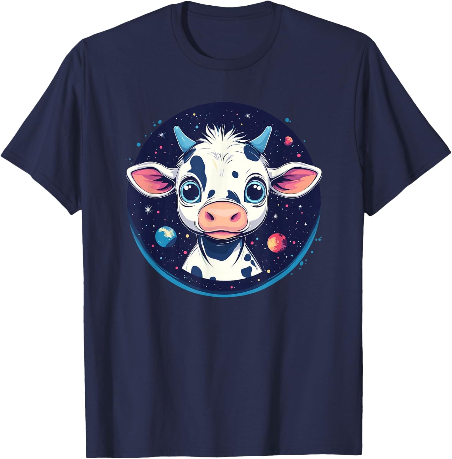 Cute Space Cow Planetary Explorer T-Shirt - T-Shirt | Navy