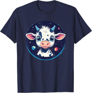 Cute Space Cow Planetary Explorer T-Shirt - T-Shirt | Navy