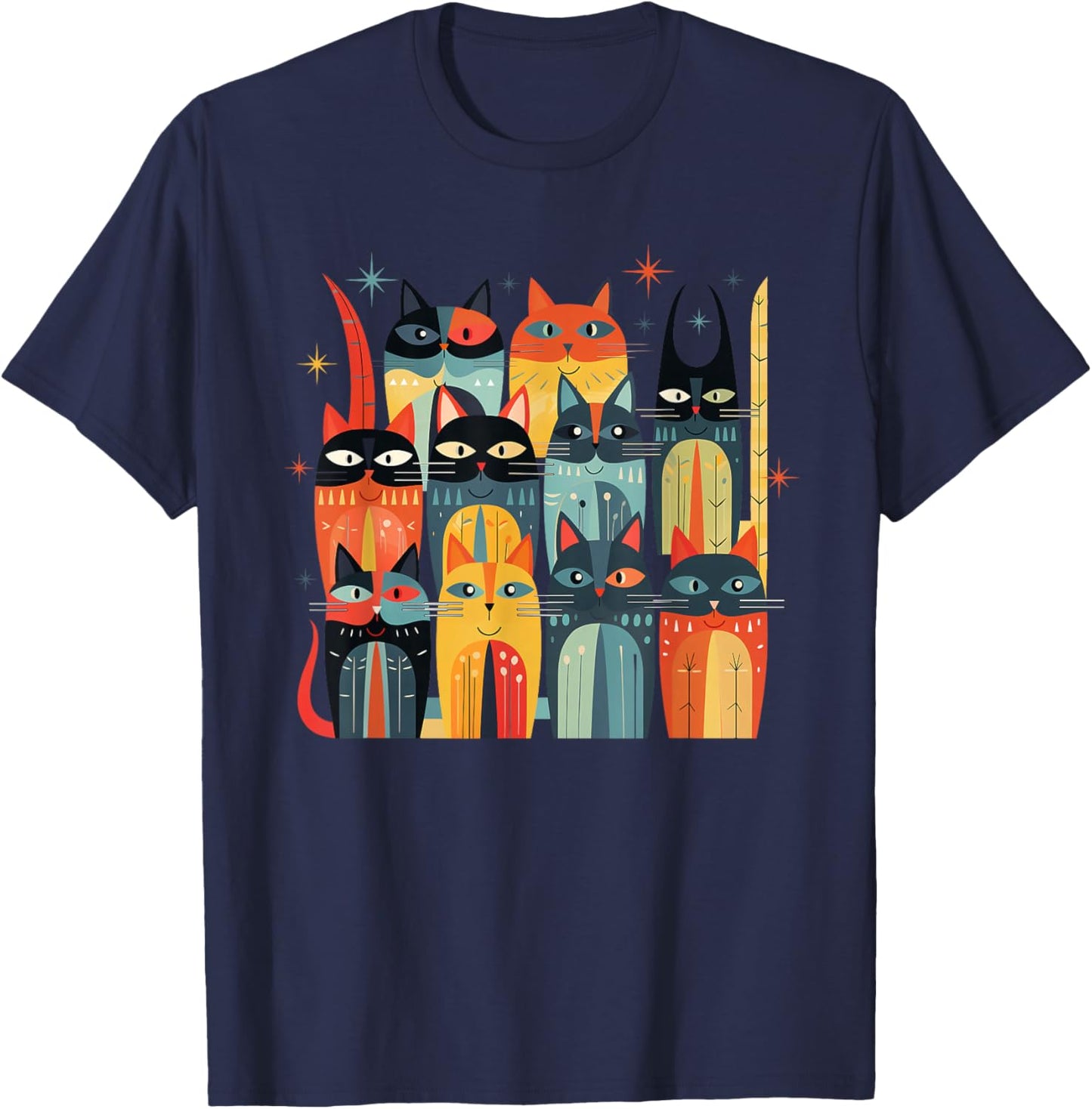 Vintage Retro Mid Century Modern Look Cats 50s 60s Style T-Shirt - T-Shirt | Navy