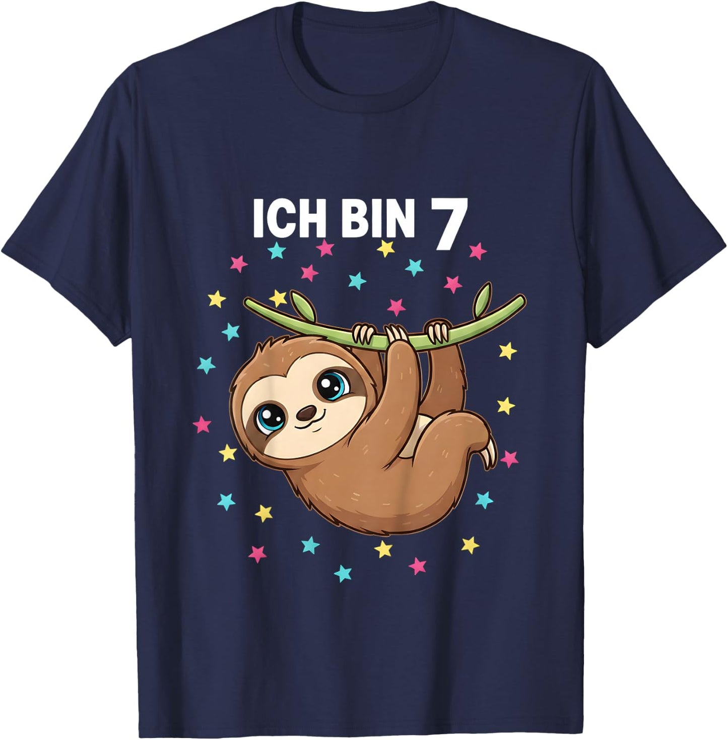 Ich Bin 7 - Süßes Faultier Kindergeburtstag Junge Mädchen T-Shirt - T-Shirt | Navy