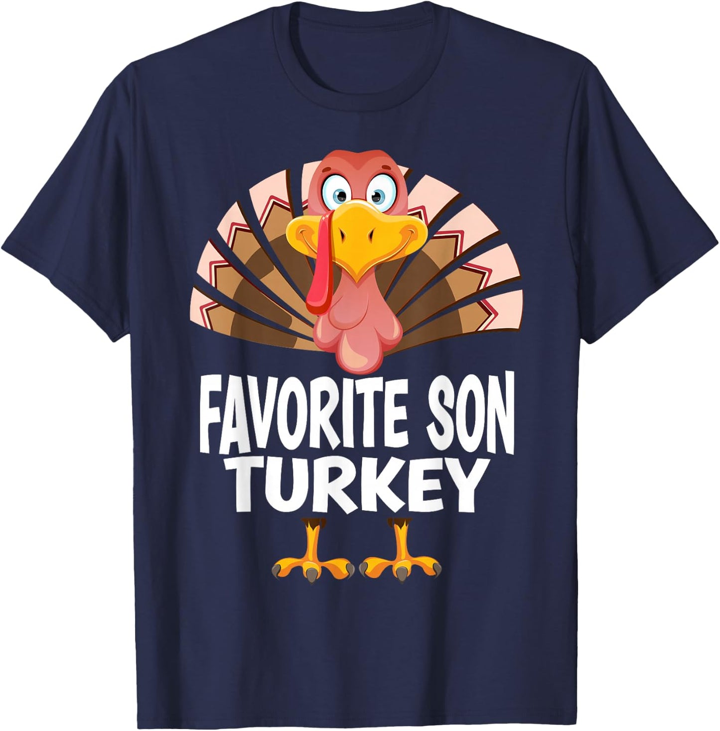 99 Gifts Thanksgiving Favorite Son Turkey Matching Pajama T-Shirt - T-Shirt | Navy