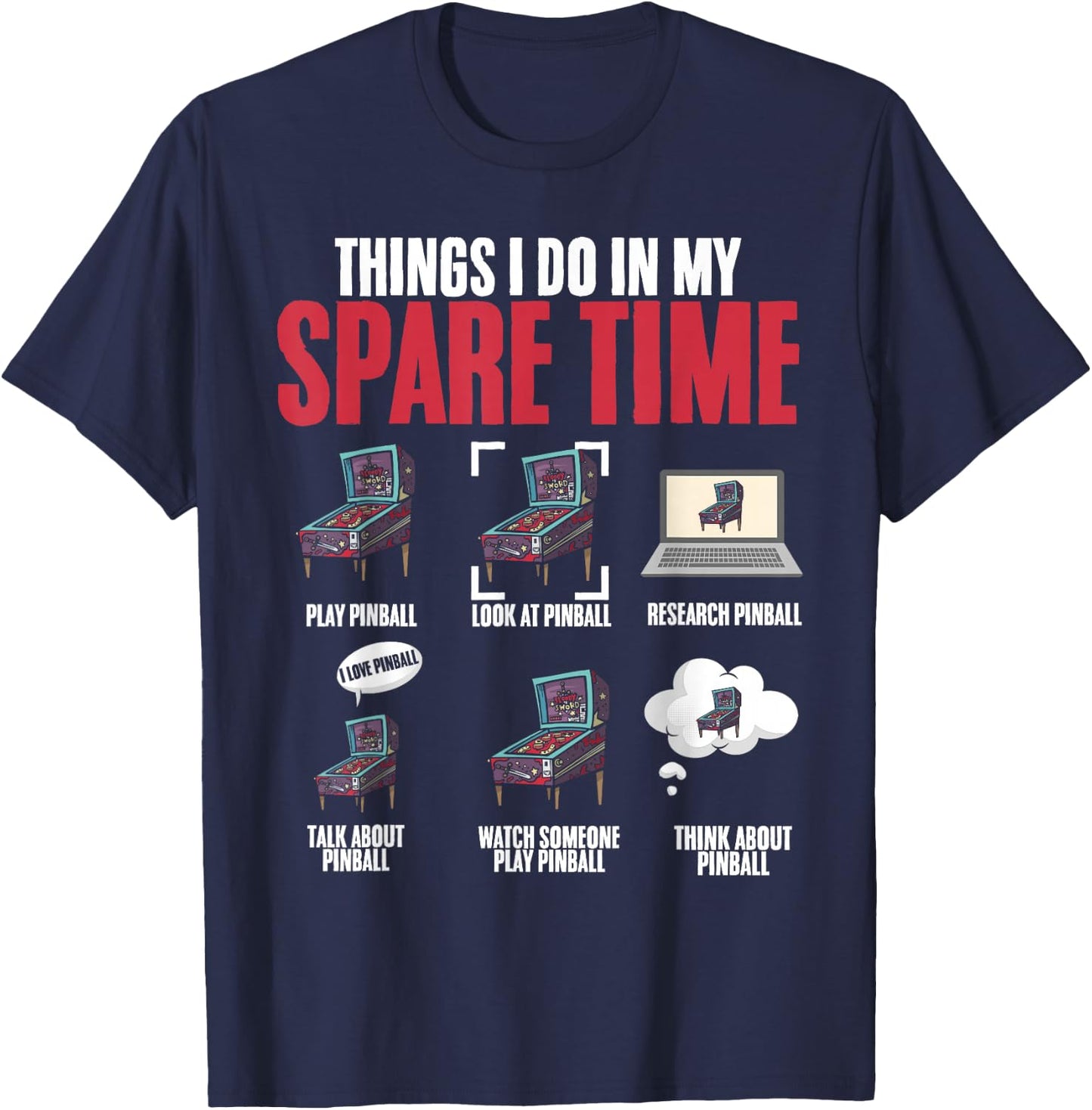 Funny Retro Pinball Arcade Machine Game Pinball Wizard Lover T-Shirt - T-Shirt | Navy