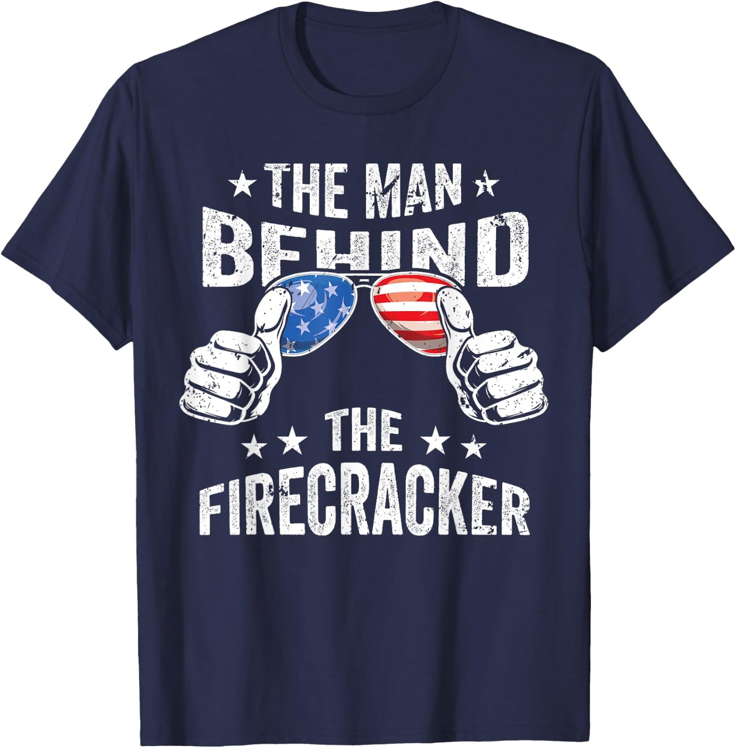4th of July Pregnancy the Man Behind the Firecracker T-Shirt - T-Shirt | Navy