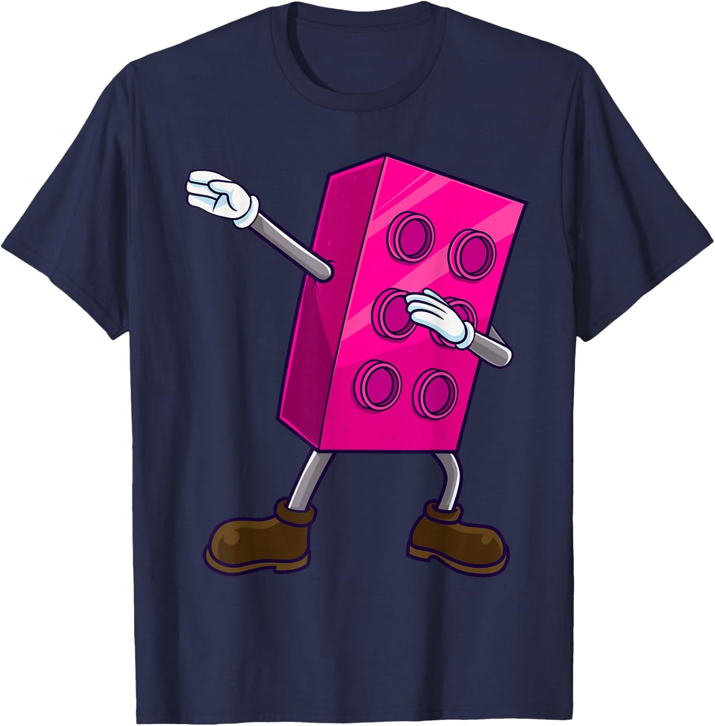 Dabbing Building Blocks Brick Dance Master Builder Kids T-Shirt - T-Shirt | Navy