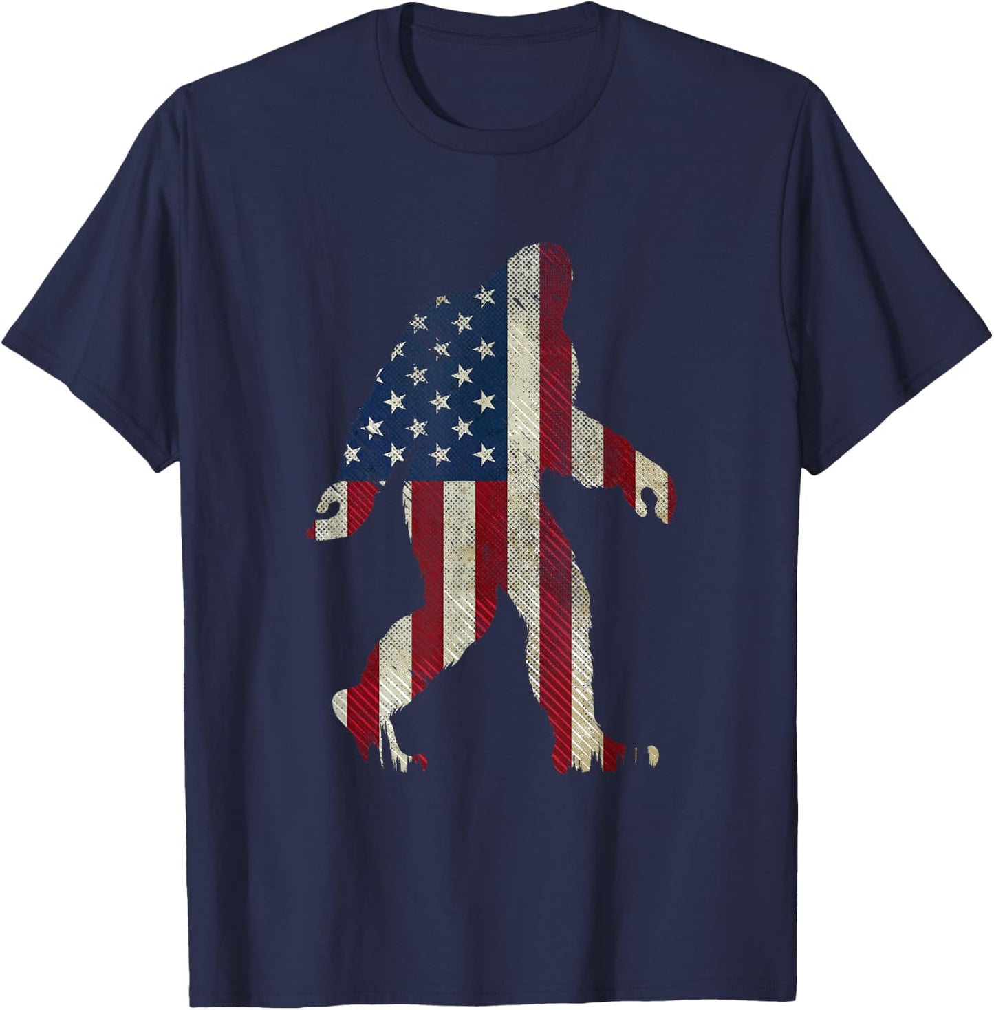 Patriotic Bigfoot 4th of July American Flag Funny Sasquatch Kids Men T-Shirt - T-Shirt | Navy