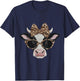 Cute Nerdy Leopard Bow Cow Funny Farm Animal Women T-Shirt - T-Shirt | Navy